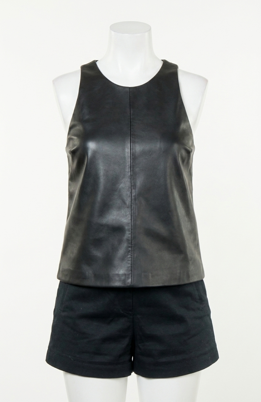 NEW THML faux leather tank top in black